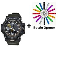 CASIO G-Shock Black/Green Solar Mudmaster Mens Watch GWG-1000-1A3DR Bottle Opener Bundle GWG-1000-1A3DR+BO by 45 