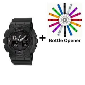 Casio G-Shock Analogue/Digital Mens Black XL-Series Watch GA-100-1A1DR Bottle Opener Bundle GA-100-1A1DR+BO by 45 